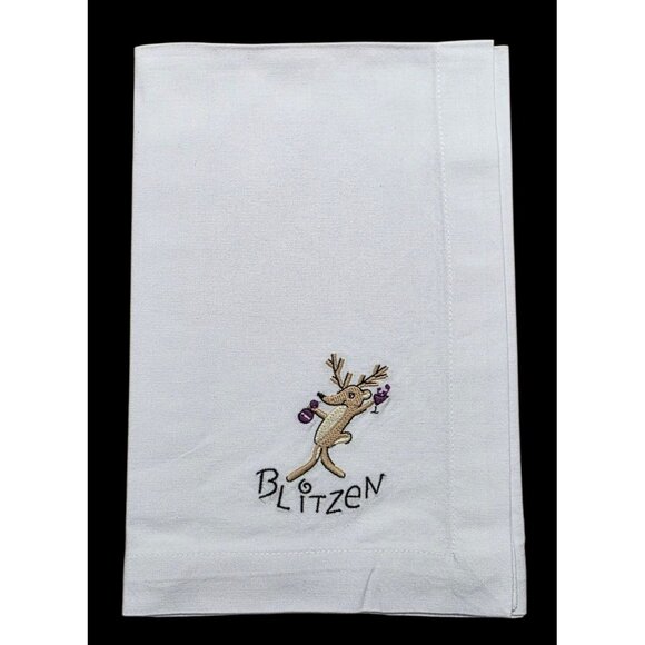VTG 9 Pottery Barn Reindeer Dinner Napkins Braided Basket Christmas Holiday - Picture 10 of 16